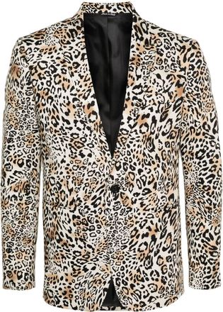 ERALDO leopard-print blazer - men - Elastane/Cotton - 48 - Neutrals