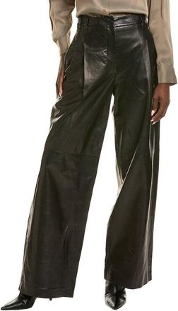 Brunello Cucinelli Black Leather Wide Trousers, Brand Size 42 (US Size 8)