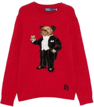 Polo Ralph Lauren Red Wool Sweater With Embroidered Sir Bear