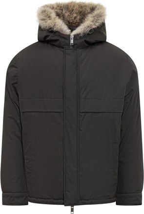 Yves Salomon Parka met bontkraag - Heren - Gewatteerde jassen - Zwart - M - Leer - Jassen