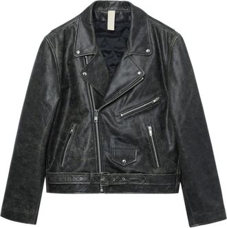 Sunflower faded leather biker jacket - men - Calf Leather - 52 - Black