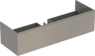 Keramag Mueble Bajo Geberit Smyle Square Para Lavabo, Con Una Puerta: Ancho 53,6cm, Alto 61,7cm, Fondo 43,3cm, Nogal Carya / Melamina Estructurada En Madera, 