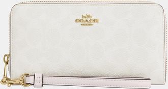 Coach Womens Long Zip Around Wallet in Signature Canvas - White - One Size