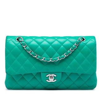 Chanel Pre-owned Double Flap Schoudertas - Dames - Pre-owned - Groen - Maat: ONE Size Zijde