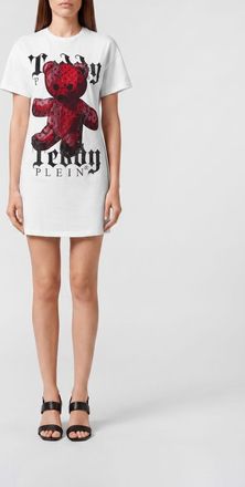 Philipp Plein Mini abito T-shirt slim fit con stampa Teddy Bear e strass