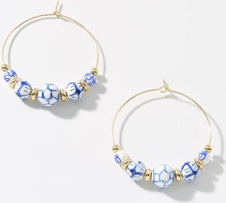 Simons Womens Patterned-bead large Hoop Earrings