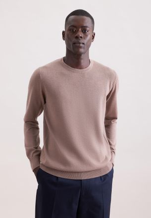 Seidensticker Pullunder SEIDENSTICKER Schwarze Rose, Herren, Gr. XXL, pecan, 100% Wolle, unifarben, regular fit, Rundhals, Pullover Pullunder, 1/1 Rundhals Uni