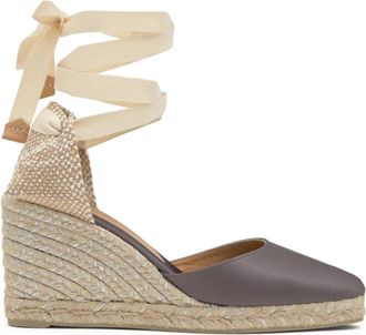 Castaner Alpargata met 9 cm Wedge - Dames - Sleehakken - Grijs - 41 EU - Satijn - Schoenen