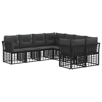 vidaXL Conjunto De Sof&aacute;s De Exterior 8 Pcs Negro Y Gris Oscuro Vidaxl