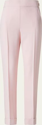 Akris Chris Crepe Tapered-Leg Cuffed Pants