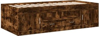 vidaXL Sofá cama con cajones sin colchón roble ahumado 75x190 cm vidaXL