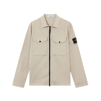 Stone Island Regular-fit Overshirt met verborgen rits - Heren - Zomerjassen - Beige - M - Katoen - Jassen