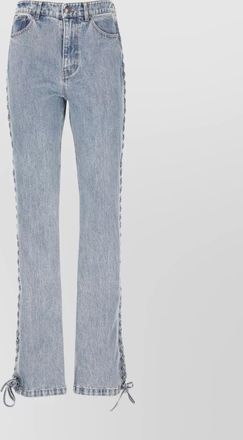 Rotate straight denim jeans with side braided accents