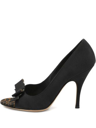 Dolce & Gabbana 105mm bow-detail peep-toe pumps - Black
