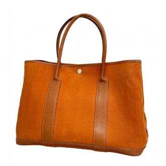 Herm&egrave;s Brown Toile Officier Tote Bag (Pre-Owned)