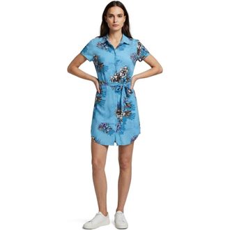 Lords of Harlech Exotic Floral Womens Shirt Dress in Exotic Floral Teal at Nordstrom, Size X-Large