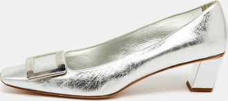 Roger Vivier Silver Metalic Leather Belle Vivier Pumps