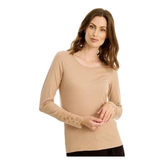 In Front IN Front - Vivian Blouse met Kant Details - Dames - Tops - Beige - Maat: L