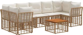 vidaXL Conjunto De Sof&aacute;s De Exterior 8 Uds. Natural Y Crema Vidaxl