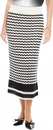 Fifteen Twenty Zoe Crochet Midi Skirt In Black/cream