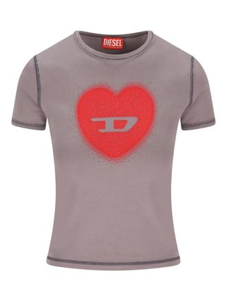 Diesel logo-print short-sleeve T-shirt - women - Cotton/Elastane - S - Grey