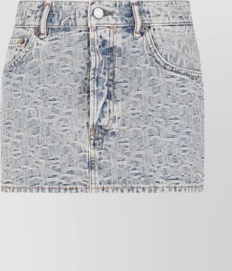 Acne Studios denim skirt with belt loops and lettering pattern