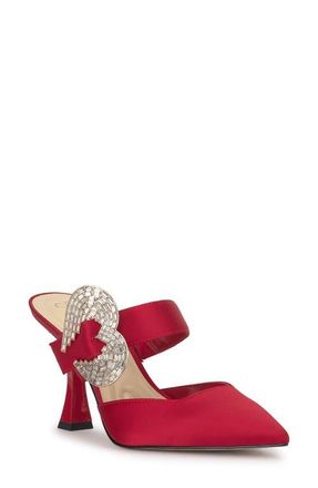 Jessica Simpson Favica Embellished Satin Slide Mule in Red Muse at Nordstrom, Size 5.5
