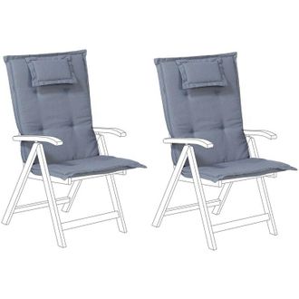 Beliani Beliani - Conjunto De 2 Cojines Para Silla De Jard&iacute;n Azul Asiento Respaldo Comodidad Descanso Java/amantea