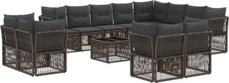 vidaXL Conjunto De Sof&aacute;s De Jard&iacute;n 13 Uds. Gris Rat&aacute;n Sint&eacute;tico Vidaxl