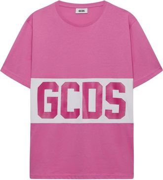 GCDS Band Logo T-shirt - Dames - T-shirts - Roze - XS - Katoen - Tops