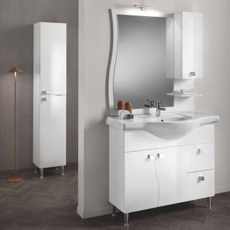 MODO Modo - Mobile bagno 105 cm - Bianco Lucido - Melaminico - Onda