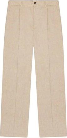 Les Deux Reece Pleated Slub Suit Pants - Heren - Straight fit broeken - Beige - W29 - Linnen - Broeken