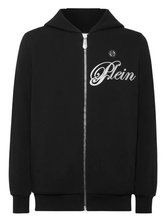 Philipp Plein crystal-embellished skull hoodie - men - Cotton/Polyester/Glass Fiber - M - Black