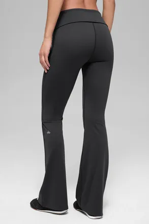 Alo Softsculpt Foldover Flare Legging in Black, Size: Medium