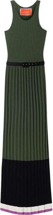 La DoubleJ Gebreide Pliss&eacute; Racer-Back Jurk - Dames - Kleedjes - Veelkleurig - M - Polyester - Kleedjes
