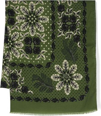 Etro floral-print wool scarf - men - Wool - One Size - Green