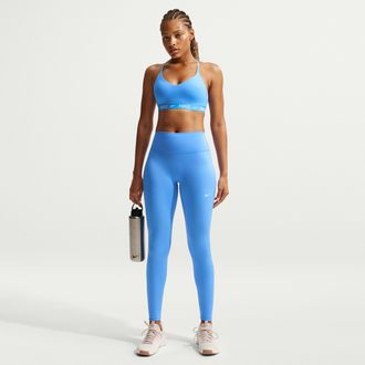 Nike Womens One Seamless Front High-Waisted Full-Length Leggings in Blue | HJ9195-414