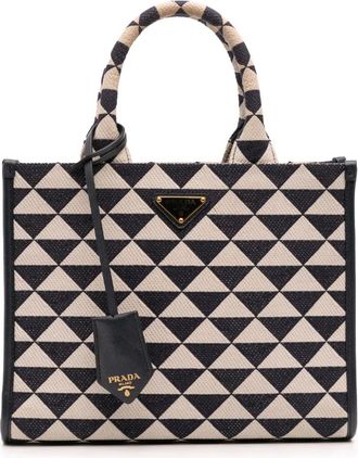 Prada Borsa a tracolla Symbole piccola in tela con design a triangolo 2021-2025 - Blu