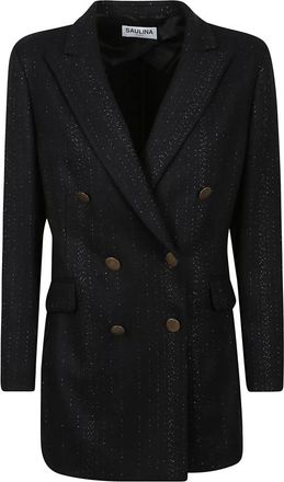 Saulina Milano Zwarte wollen blend jas gemaakt in Itali&euml; - Dames - Blazers - Zwart - M - Wol - Jassen