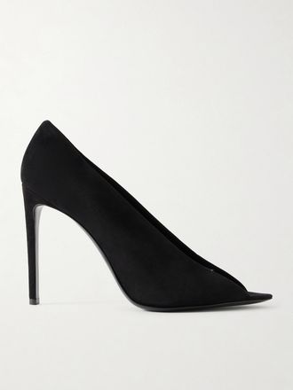 Valentino Garavani Sandali In Camoscio Con Finiture In Pvc R&eacute;v&eacute;l&eacute; - Nero