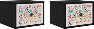 vidaXL Mesita De Noche De Pared Mainz 2 Uds. Roble Negro Vidaxl