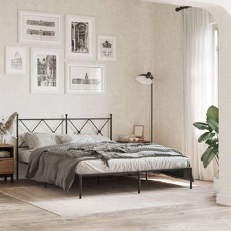 vidaXL Giroletto con Testiera in Metallo Nero 160x200 cm - Vidaxl