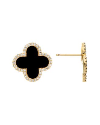 Rivka Friedman 18K PlatedOnyx CZ Earrings