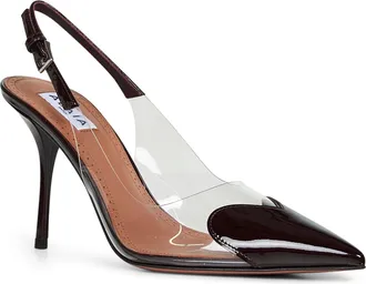Alaia Womens Aubergine Le Coeur Slingback Pumps Polyurethane; Calf Leather High Heel Shoes
