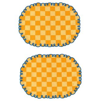 BITOSSI HOME Juego de 2 Manteles 48x35 Amarillo/ocre Borde Azul