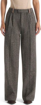 Mani&egrave;re De Voir Julie Herringbone Wool Twin Pleat Trousers in Grey at Nordstrom, Size 12