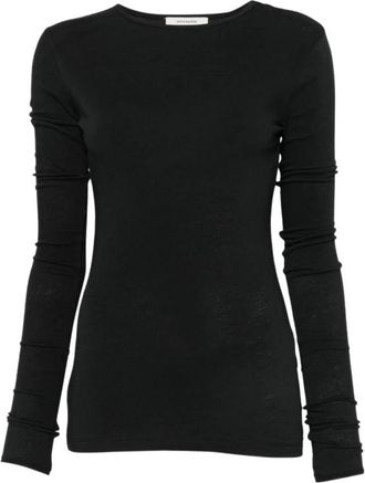 Entire studios Crewneck T-shirt - Dames - Longsleeves - Zwart - M - Katoen - Tops