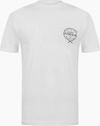 Original Penguin Mens Penguin Lettering Regular Fit T-Shirt - White - Size: 36