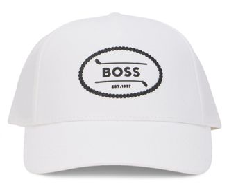 HUGO BOSS Mens Cap With Curved Visor White Cotton Hat