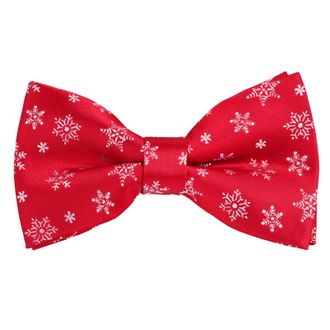 Alizeal Mens Red Background with Snowflake Pattern Pre-tied Christmas Party Bow Tie, 017